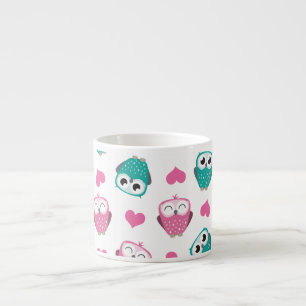 Expresso Hiboux et tasse mignons d'Expresso de coeurs