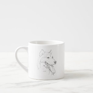 Expresso Tasse Husky – Illustration à l'encre de chien dess