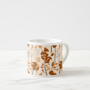 Expresso Tasse minimaliste de feuilles botaniques d'automne