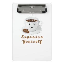 Expresso Yourself – Lustiges lächelndes Kaffee-T-S Mini Klemmbrett