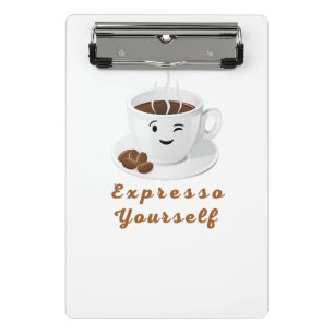 Expresso Yourself – Lustiges lächelndes Kaffee-T-S Mini Klemmbrett