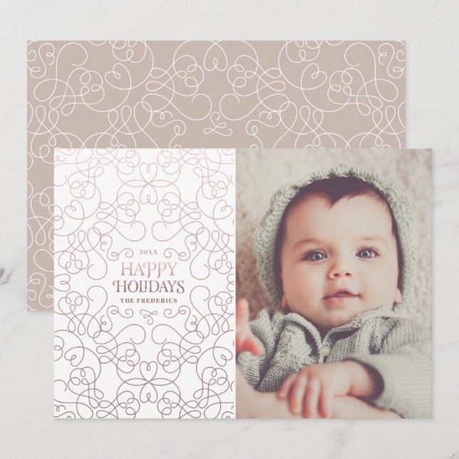 Exquise Fils en Bronze Carte de Noël (Devant / Derrière)