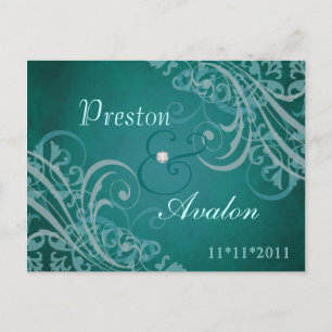 Exquisit Barock Aquamarin Save the Date Aquamarin Ankündigungspostkarte