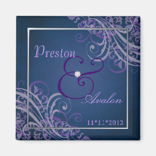 Exquisit Barock Lila Save the Date Blue Magnet