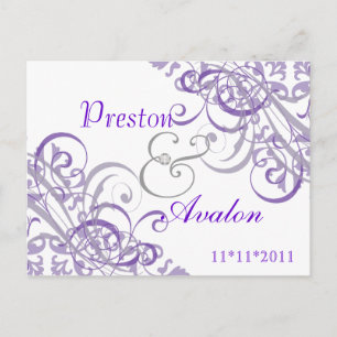 Exquisit Barock Save the Date Lila Postkarte