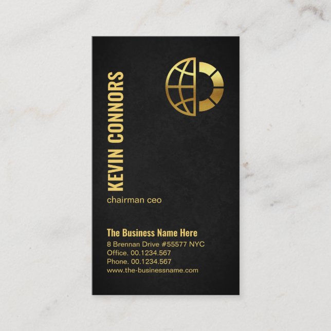 Exquisit Black Grunge Gold Globe Gründer CEO Visitenkarte (Vorderseite)