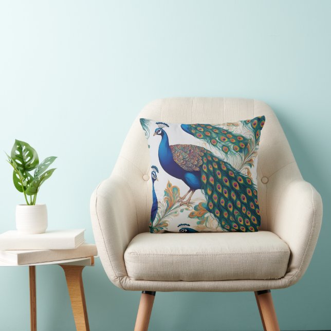 Exquisit Peacock Print Throw Kissen (Stuhl )