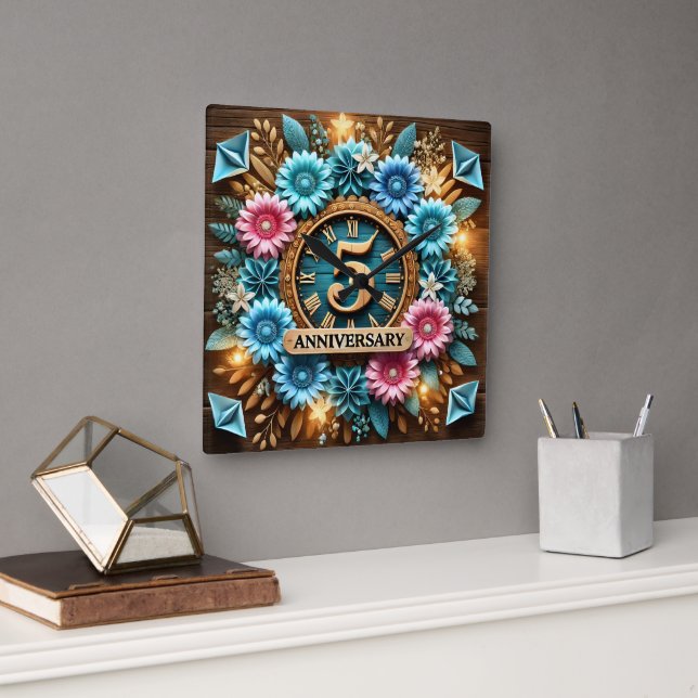exquisite 5. Hochzeit Quadratische Wanduhr (Büro)