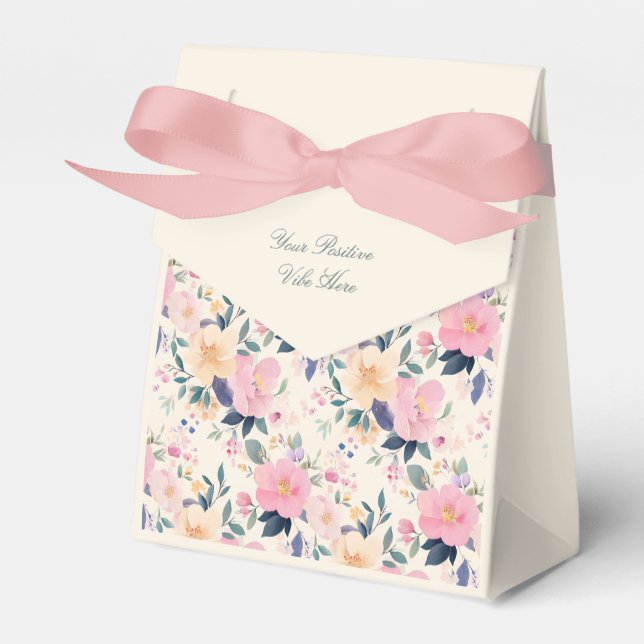 Exquisite Aquarellcreme Blütencreme Rosa Botanisch Geschenkschachtel (Vorderseite)