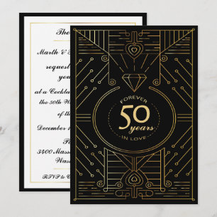 Exquisite Art Deco 50 Jubiläum Einladung