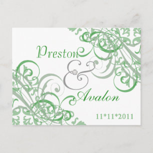 Exquisite Barock Save the Date Grüne Postkarte