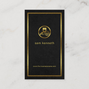 Exquisite Black Grunge Gold Border Chauffeur Visitenkarte