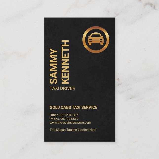 Exquisite Black Grunge Gold Taxi Logoführer Visitenkarte (Vorderseite)