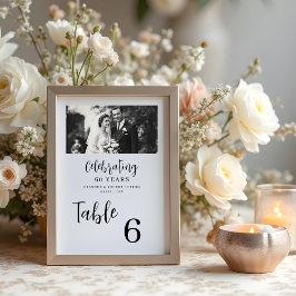 Exquisite Black White Elegant Wedding Anniversarie Tischnummer