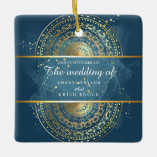 Exquisite blaue und schwarze Hochzeit Keramikornament