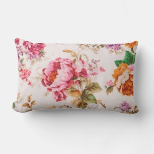 Exquisite Blume in Rosa und Orange. Shabby Chic Lendenkissen