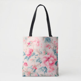 Exquisite Blume in sanftrosa und Blätter in Cerule Tasche