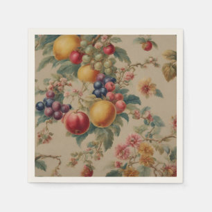 Exquisite Blume und Obst. Vintager französischer S Serviette