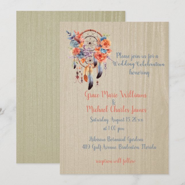 Exquisite Boho Dream Catcher Wedding Einladung (Vorne/Hinten)