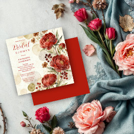 Exquisite Deep Red Garden Cottagecore Floral Einladung