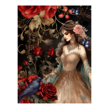 Exquisite Dunkle Schönheit Rote Rosen & Raven