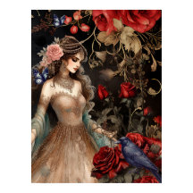 Exquisite Dunkle Schönheit Rote Rosen & Raven