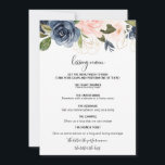 Exquisite Fall Floral Kissingmenüs<br><div class="desc">Dieses exquisite Herbst-Kissingmenü ist perfekt für eine tropische Hochzeit. Das Design zeigt handgezeichnet rosa, dunkelblau und marineblau-weiße Blume, inspirierend Eleganz, Klasse und natürliche Schönheit.</div>