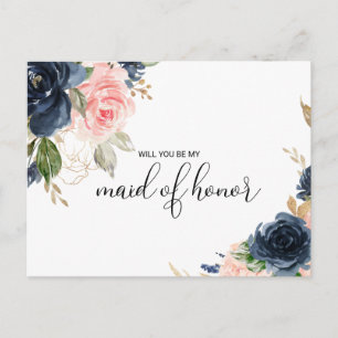 Exquisite Fall Floral Trauzeugin Einladungspostkarte