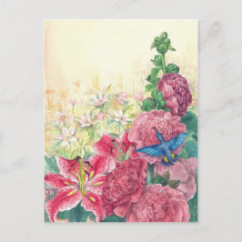 Exquisite Flora & Kolibris Aquarell, nach Maß Postkarte
