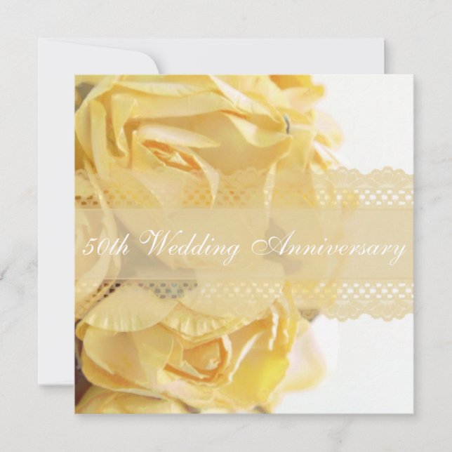 Exquisite Gelbe Rosen Hochzeitsszenario Jubiläum P Einladung (Vorderseite)