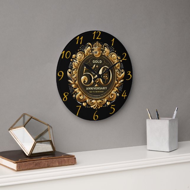 Exquisite Gold 50 Jahre alt Große Wanduhr (Büro)