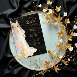 Exquisite Gold Glitter Wedding Dress Bridal Shower Einladung