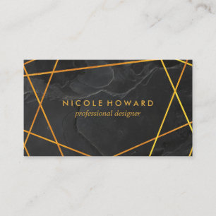 Exquisite Gold Lines Black Marble Visitenkarte