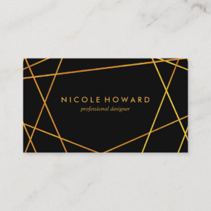 Exquisite Gold Lines Black Visitenkarte