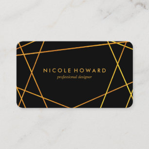 Exquisite Gold Lines Black Visitenkarte