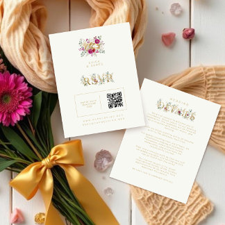 Exquisite Gold Rings Floral Wedding TLW26 RSVP Karte