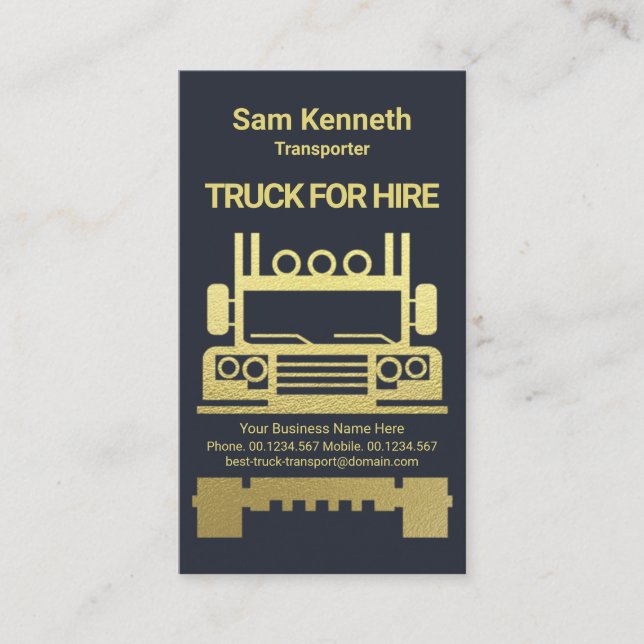 Exquisite Gold Semi Truck Logistics Trucking Visitenkarte (Vorderseite)