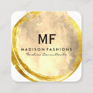 Exquisite Goldbrushfarbe mit Monogramm Quadratische Visitenkarte