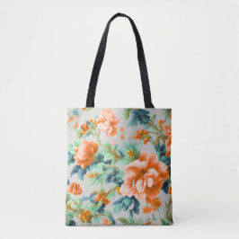Exquisite Goldene Blume und blaue, grüne Blätter Tasche