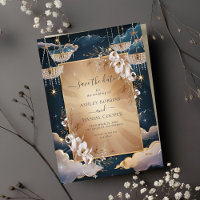Exquisite goldene Kronleuchter Save the Date