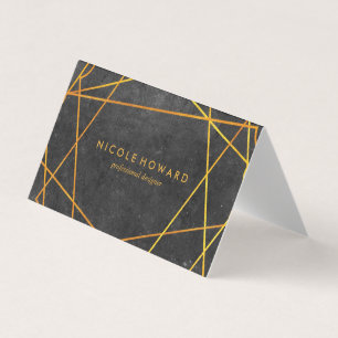 Exquisite Goldlinien Schwarz mit Schiefer Visitenkarten