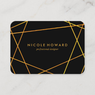 Exquisite Goldlinien Schwarz-weiß Visitenkarte