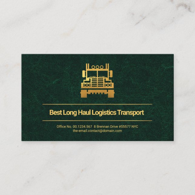 Exquisite grüne Marmortextur Gold Linien, LKW Visitenkarte (Vorderseite)