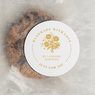 Exquisite handgemachte Fake Gold Business Blooms Runder Aufkleber