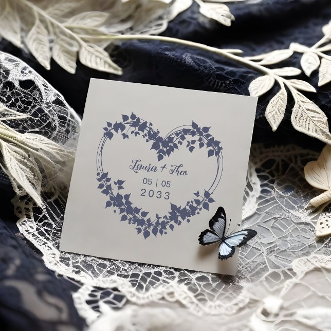 Exquisite Heart of Leaves & Wild Branches Wedding Gummistempel (Exquisite Heart of Leaves and Wild Branches for Wedding Rubber Stamp.)