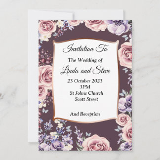 Exquisite Hochzeitseinladung, Rose, Kupfer Einladung