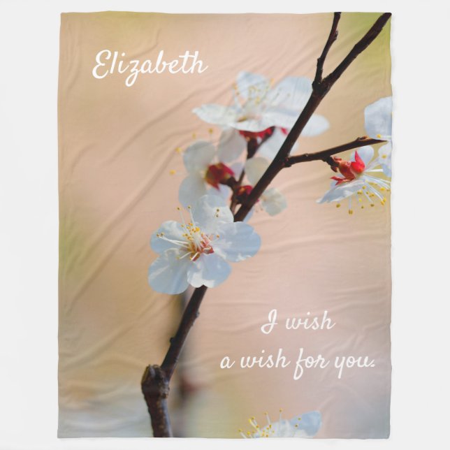 Exquisite japanische Apricot-Blume Fleecedecke (Vorderseite)