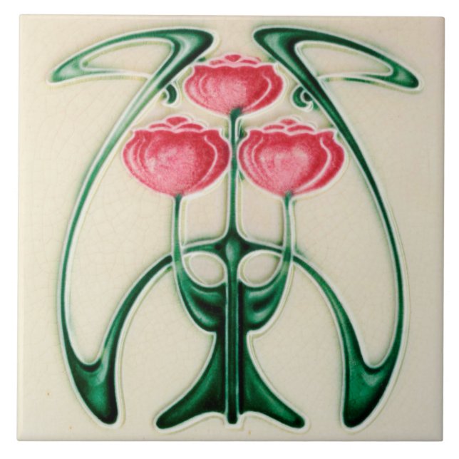 Exquisite Jugendstil floral Design Keramik Tile. Fliese (Vorderseite)