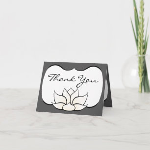Exquisite Lotus in Pewter and White Thank You Card Dankeskarte
