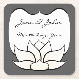Exquisite Lotus in Pewter und Weißbuch Untersetzer